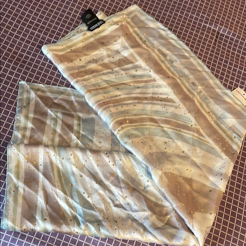 Gold and Cream Patterned Scarf